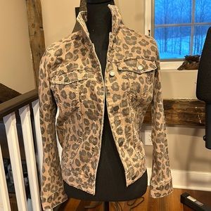 NWOT leopard denim jacket